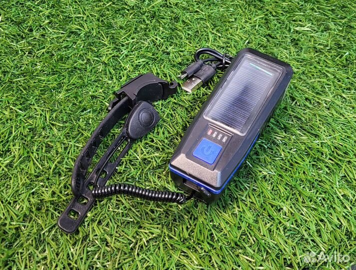 Фонарь передний с солнечной батареей и электро зво