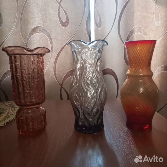 Вазы из цветного стекла СССР