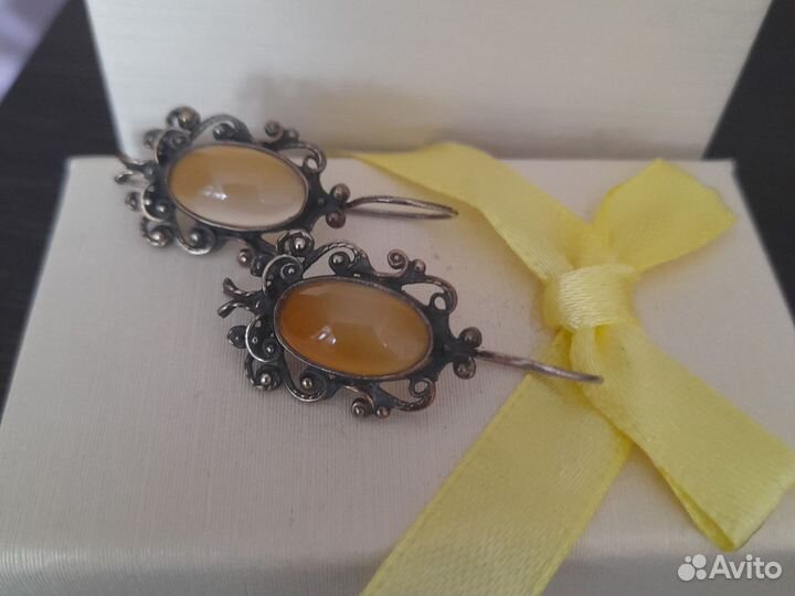 Серьги серебро СССР 875 проба