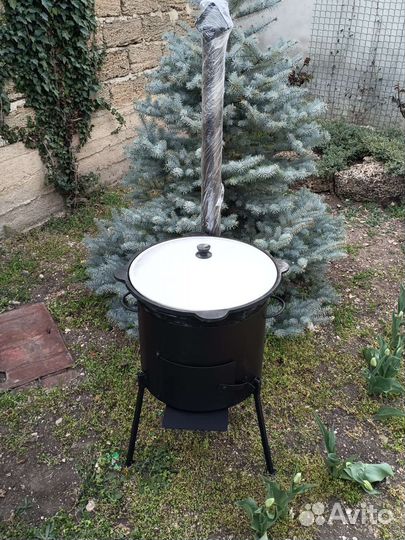 Казан узбекский чугунный и печь дымоход 8-22 л