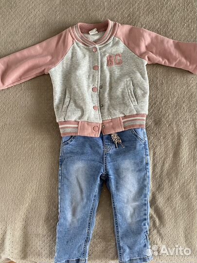 Бомбер детский для девочки 86 джинсы утепленные 86