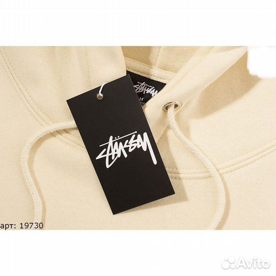 Худи stussy bejj logo бежевое