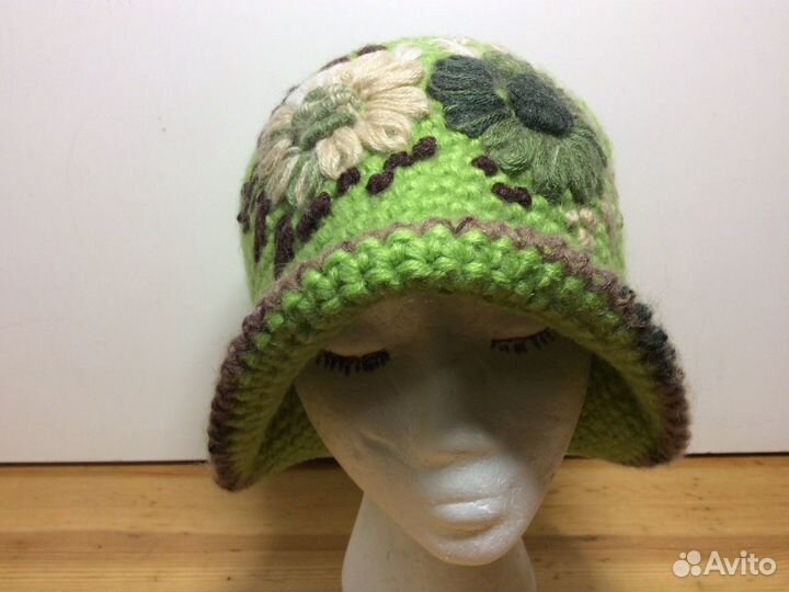 Модная вязаная авторская шляпка, 54-57, арт 208