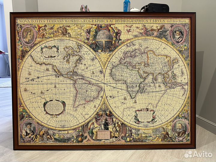 Пазл карта мира в раме