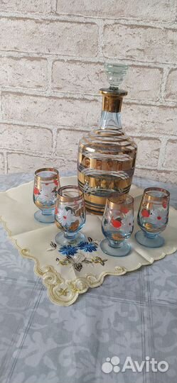 Графин с рюмками СССР синий