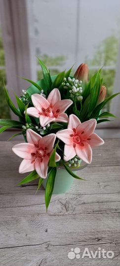 Букет из мыла ручной работы розы ромашки лилии