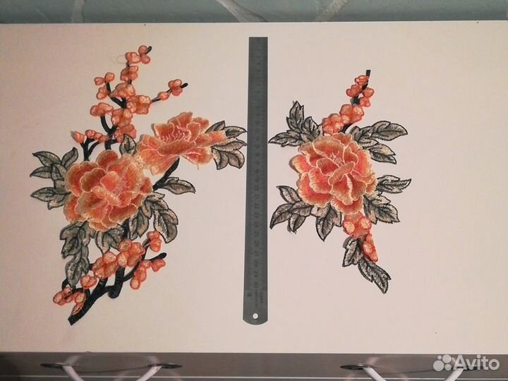 Аппликация китайская вышивка 30х22 24х15