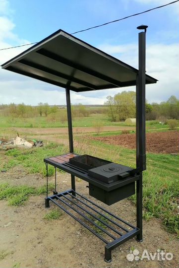 Мангал лофт с крышей