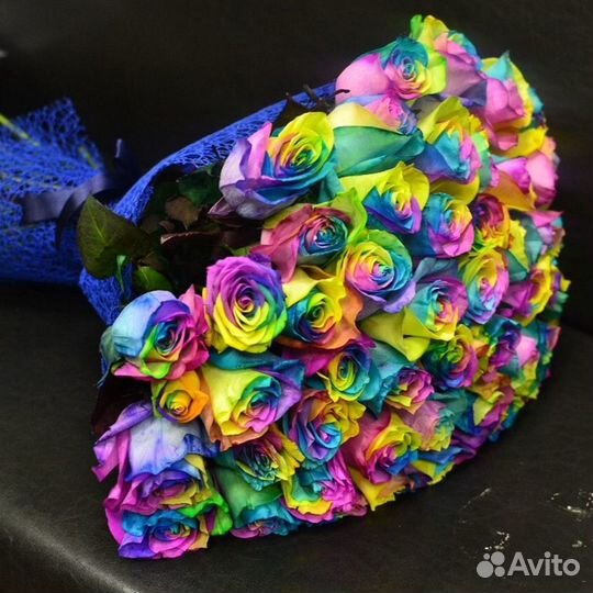 Радужные розы 51шт