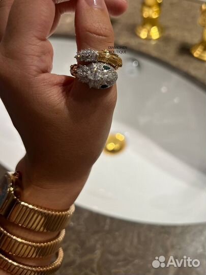 Кольцо bvlgari serpenti золото 750, бриллианты