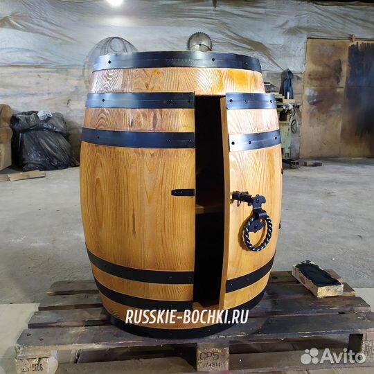 Бар-бочка барная для бутылок из дерева подарочная