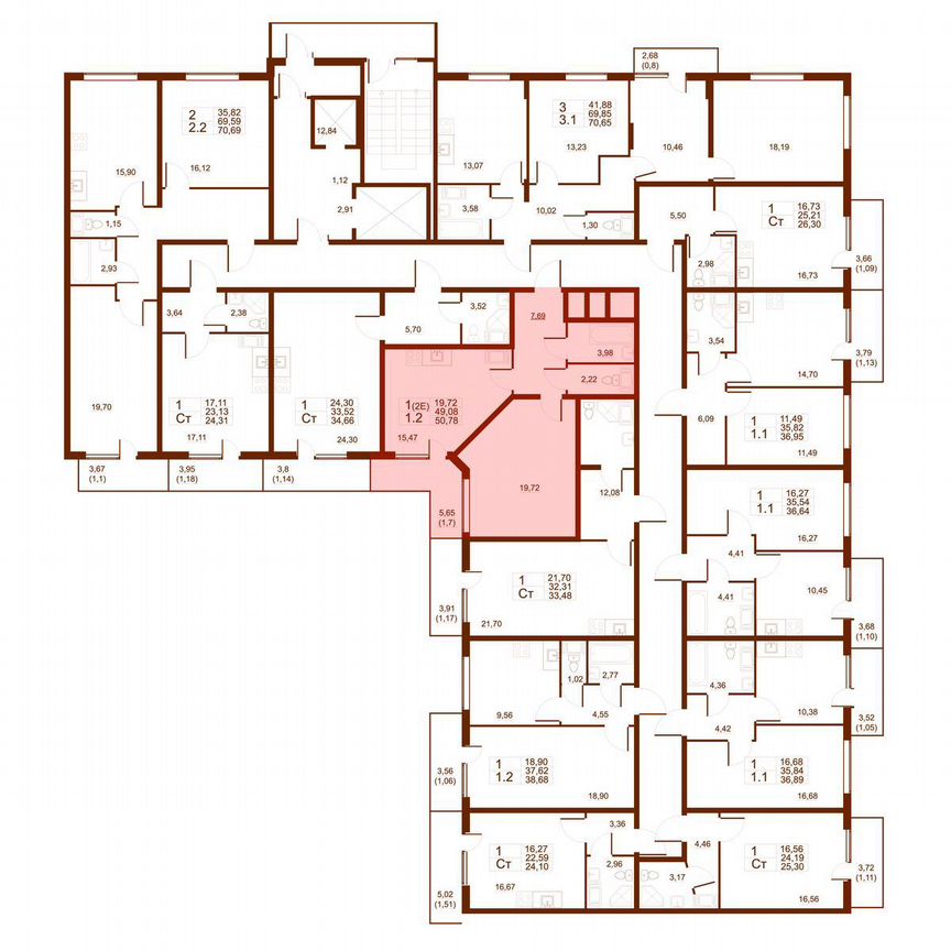 1-к. квартира, 50,8 м², 2/11 эт.