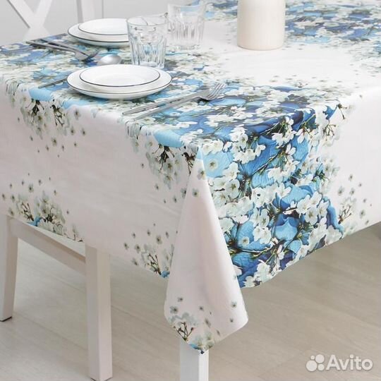 Клеёнка столовая на тканевой основе Доляна «Синие