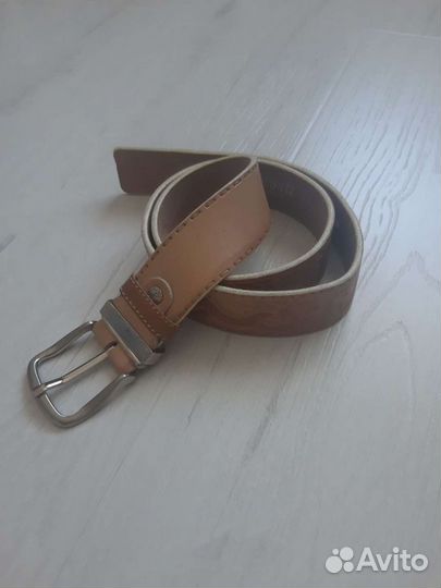 Ремень мужской бежевый. Натуральная кожа. 105 см