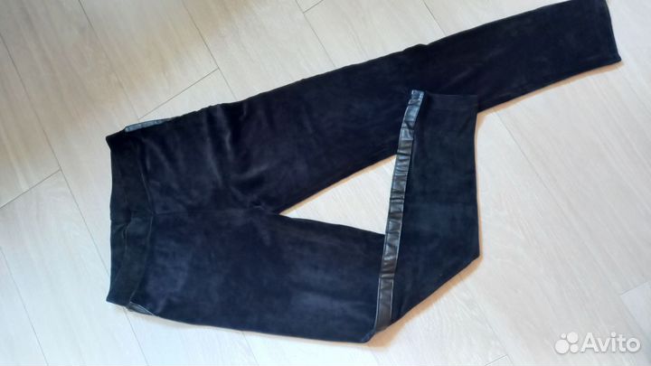 Легинсы велюр/кожа