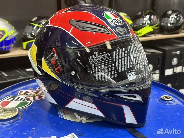 Шлем AGV K-1 Pitlane Blue/Red/Yellow