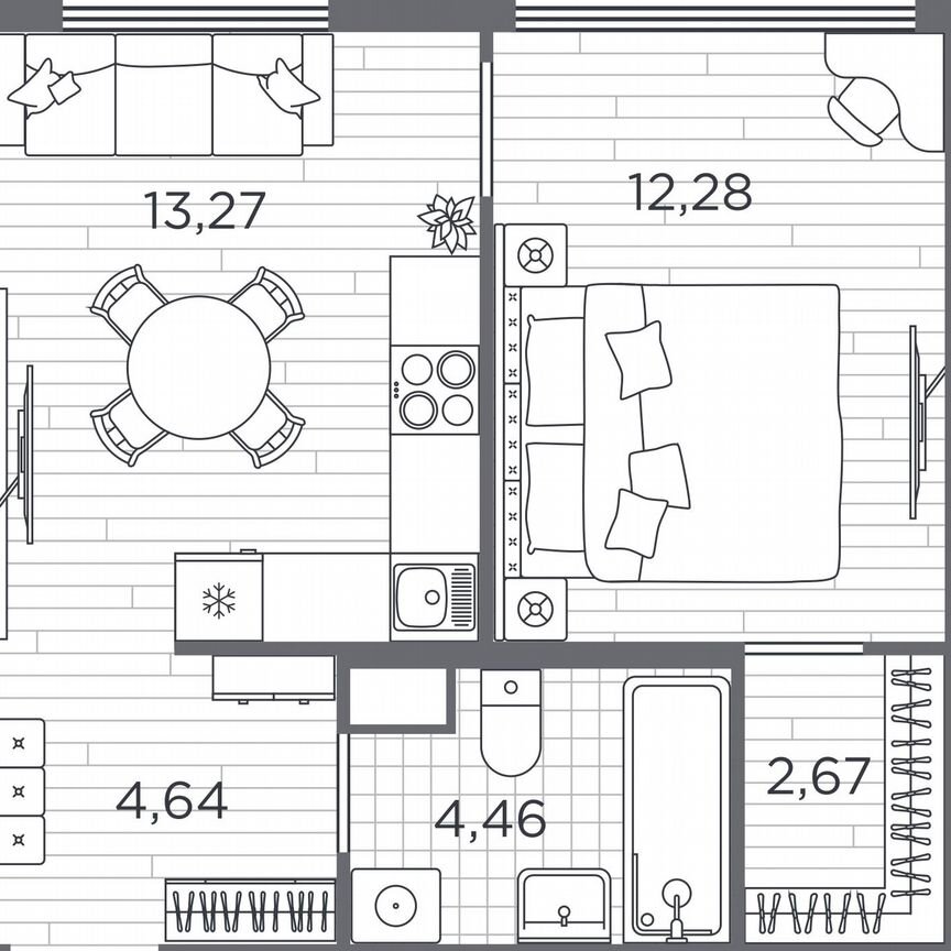 1-к. квартира, 37,3 м², 2/5 эт.