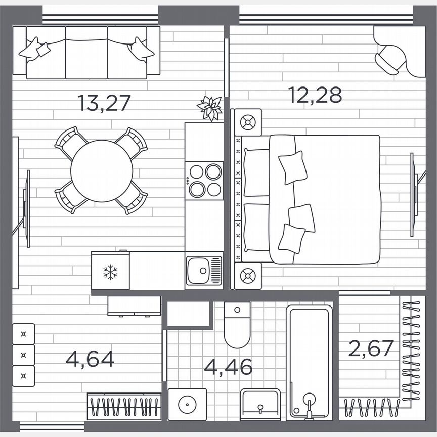 1-к. квартира, 37,3 м², 2/5 эт.