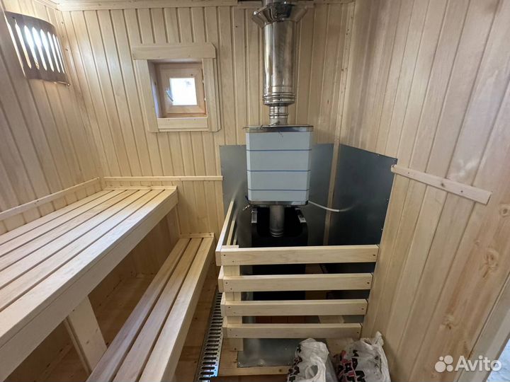 Каркасная баня утеплённая с печкой под ключ