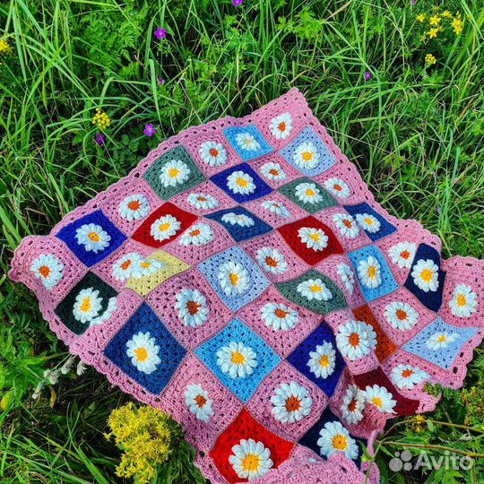 Плед вязаный Мой цветочек