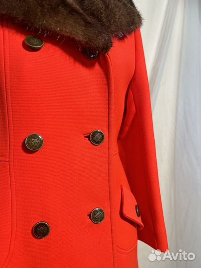 Пальто женское зимнее винтажное шерстяное мех