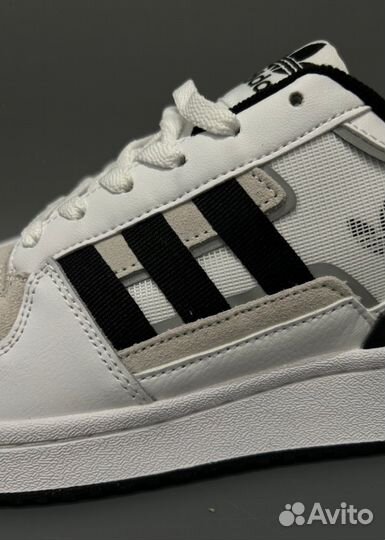 Кроссовки Adidas Forum Low White Black Люкс
