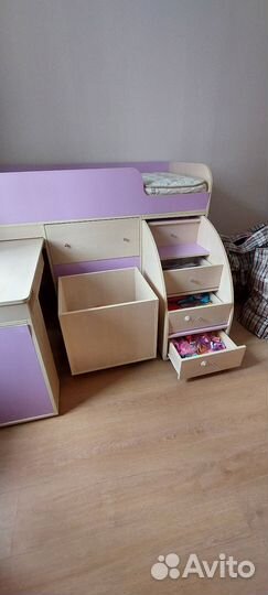 Кровать-чердак малыш дуб ирис