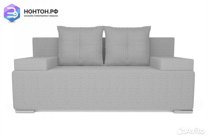 Диван еврокнижка Мадейра рогожка серая