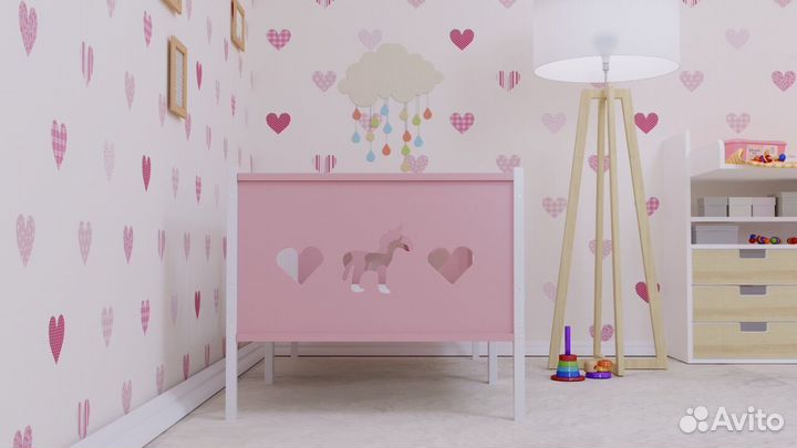 Кроватка из массива с бортиком от 2х лет Лисенок