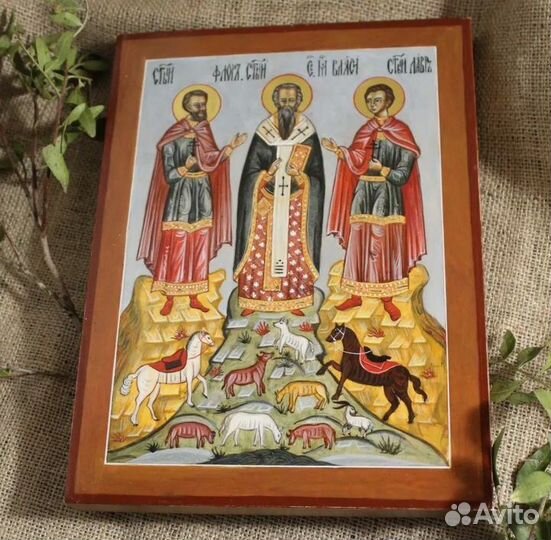 Икона святых Власия, Флора и Лавра/Рукописная