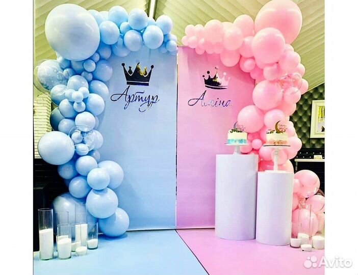 Фотозоны Гендер-пати, пайетки, дождь