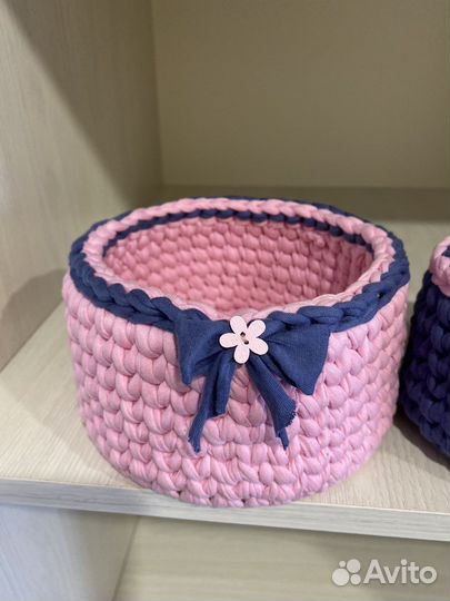 Вязаные корзинки для хранения
