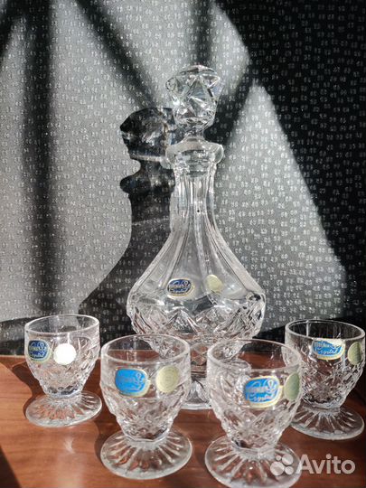 Хрустальный графин с рюмками Богемия Чехословакия