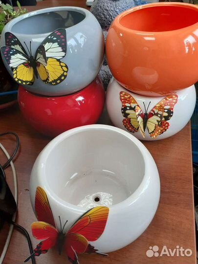 Кашпо керамика круглый