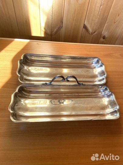 Cервировочное блюдо бристольское серебро винтаж