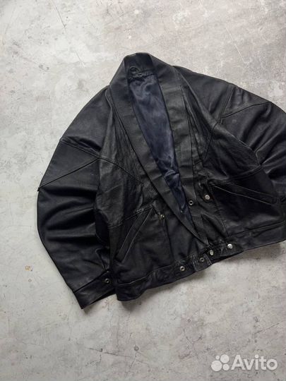 Винтажный кожаный бомбер куртка бандитка косуха 90