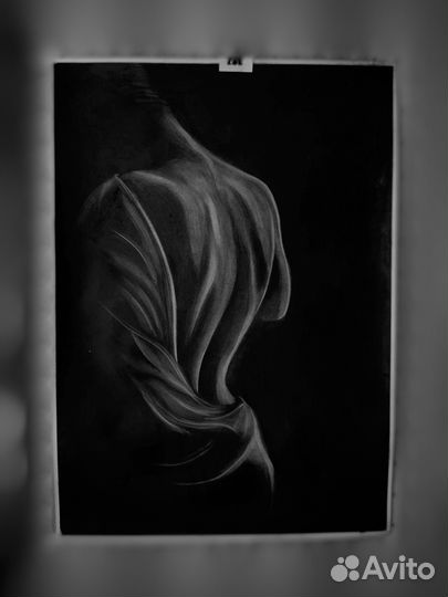 Картина в интерьер А1 бумага уголь на заказ