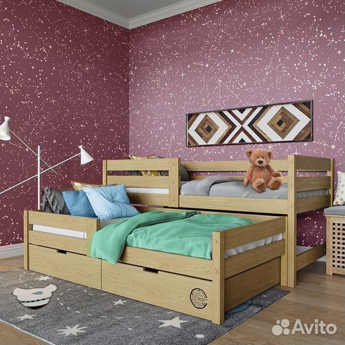 Кроватка выдвижная из массива матрешка для малыша