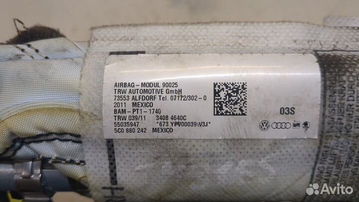 Подушка безопасности в сиденье Volkswagen Jetta 6, 2011