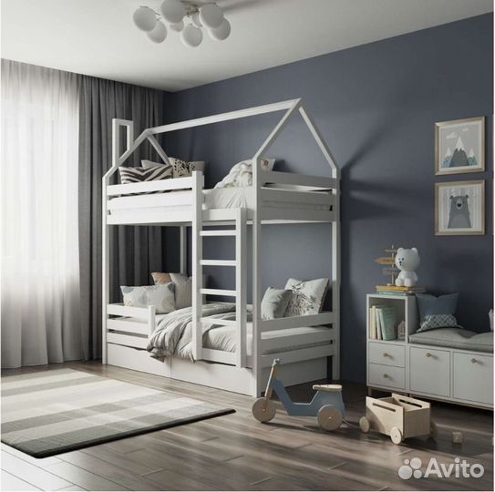 Двухъярусная кровать домик prado массива березы