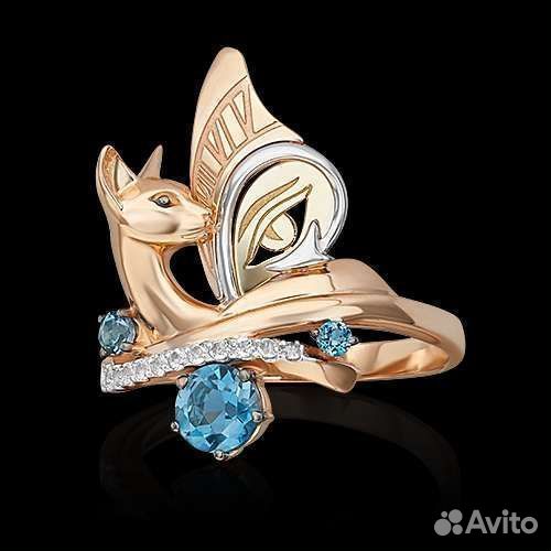 Золотое кольцо с топазом Сфинкс