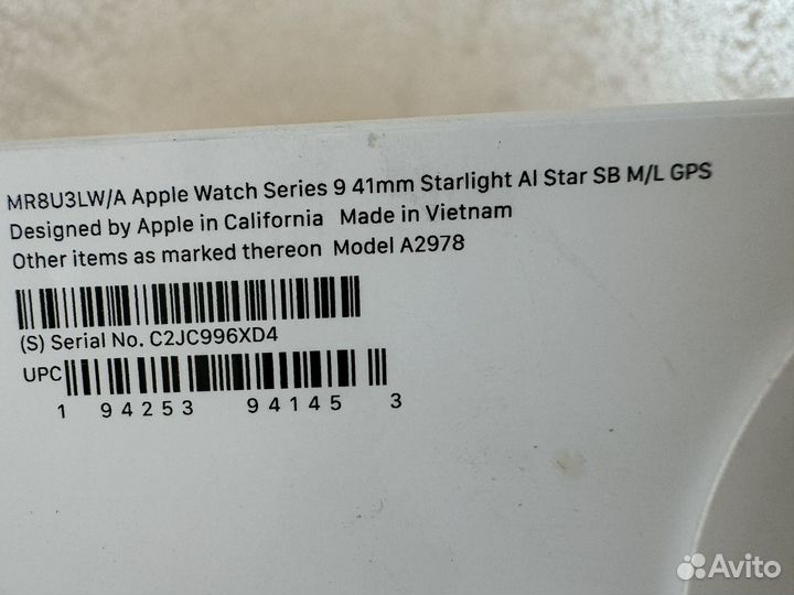 Apple Watch Series 9 GPS 41mm Starlight оригинал н