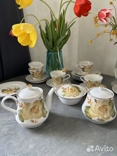 Сервиз чайный новый СССР чайная роза пролетарий