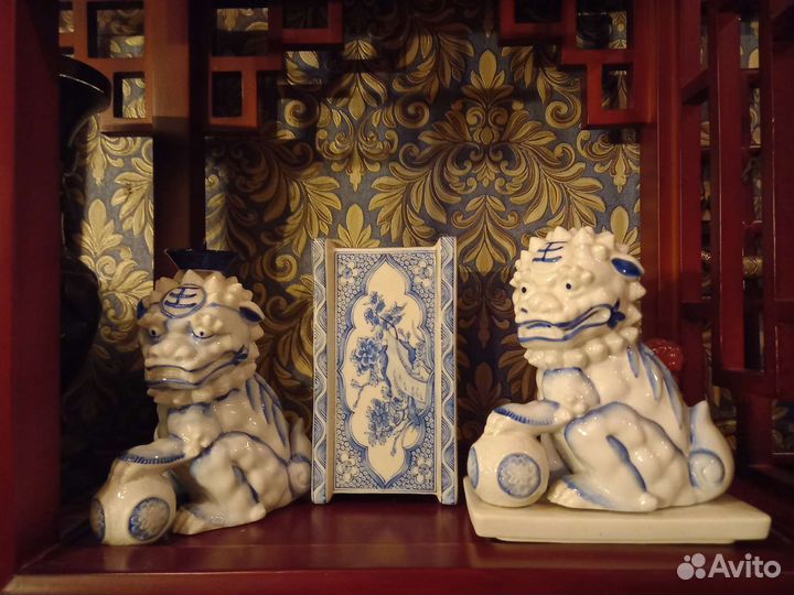 Старинный китайские фарфоровые собачки Фу-фэ19век