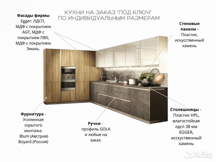 Прямая кухня мдф фасады