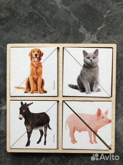 Деревянные развивающие пазлы половинки