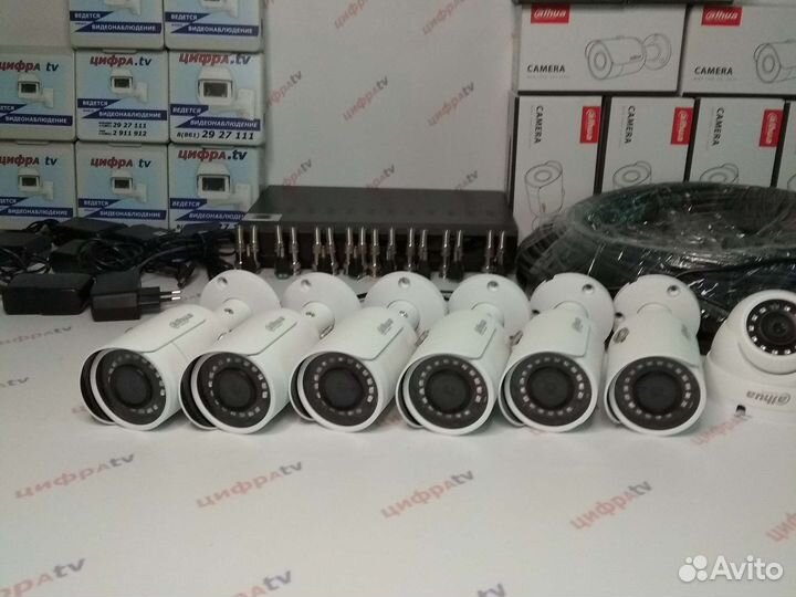 Комплект видеонаблюдения 8 камер IP6 + расходники