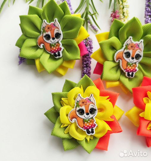 Резинка для волос.Бантики Белочки. Заколка