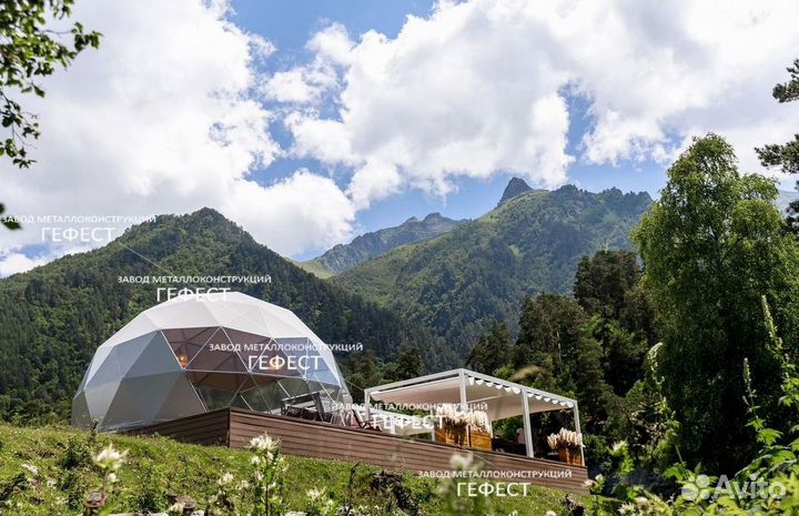 Глэмпинг, всесезонный шатер диаметр 8м