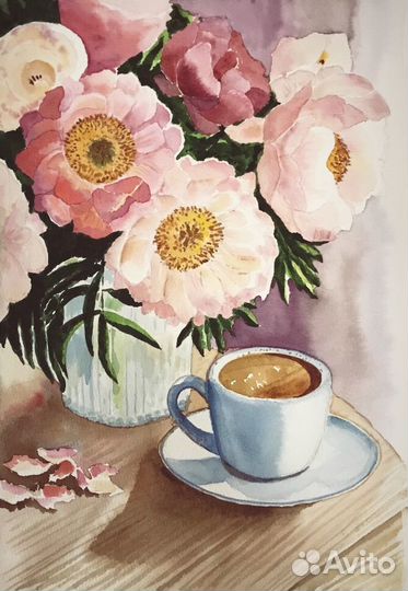 Картина акварель цветы